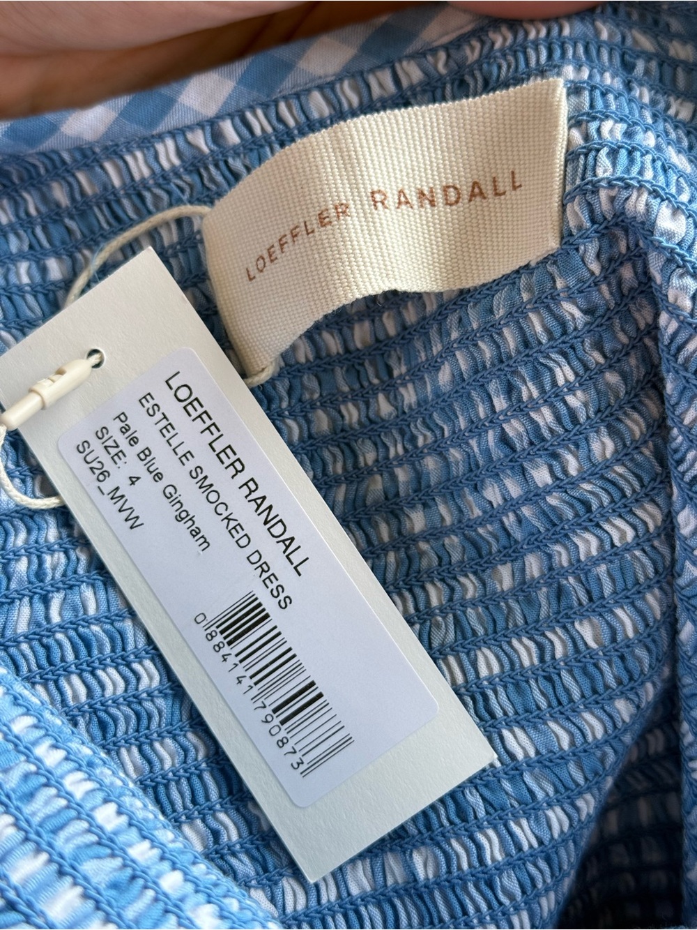 Loeffler Randall Estelle Dress Blue Gingham Size 4 NWT - Picture 6 of 6